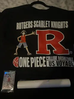 One Piece Monkey.D.Luffy From Rutgers Basketball Game Card W/poster And Tshirt - Image 1