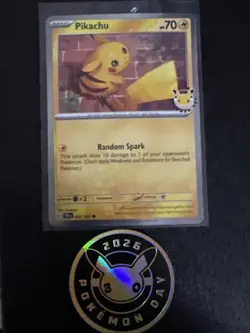 Pokemon Card - Pikachu Stamped Pokemon Day 2026 Holo With Coin - 051/162 - Image 1