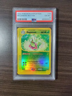 Pokemon 2002 Meganium REVERSE HOLO Expedition Series #18 PSA 6 - Image 1