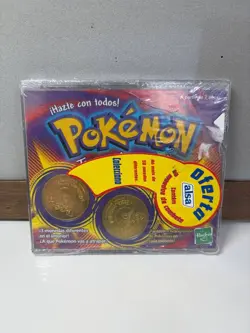 Vintage Pokemon Amsa Collectible Coin Set | 13 Gold Coins | Sealed Spanish - Image 1