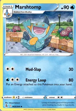 Marshtomp 063/264 SWSH08: Fusion Strike Pokemon Card TCG - Image 1