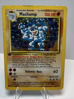 DAMAGED Machamp 8/102 1st Ed Holofoil Deck Exclusives AUTHENTIC Pokemon Card - Image 1