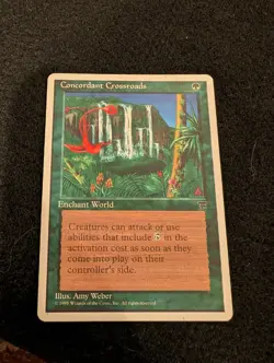 Magic: The Gathering Concordant Crossroads Green 1995 Amy Weber HP Damaged Rare - Image 1