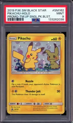 2019 POKEMON SUN MOON PROMO SM162 PIKACHU HOLO MINT PSA 9 TEAM UP MIMIKYU - Image 1