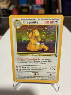 Pokemon TCG Dragonite Fossil 4/62 Holo Rare LP - Image 1