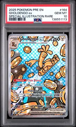 2025 Pokemon Prismatic Evolutions Gholdengo Ex 164/131 SIR PSA 10 - Image 1