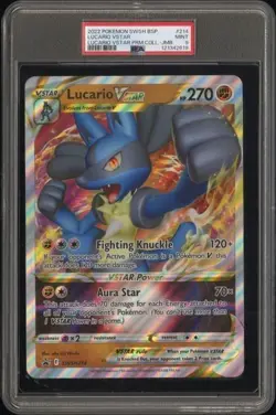 PSA 9 - 2022 POKEMON SWSH BLACK STAR PROMO 214 LUCARIO VSTAR JUMBO - Image 1