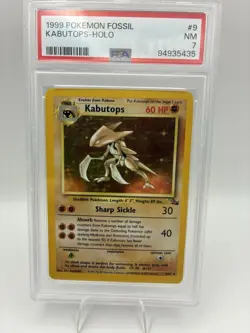 1999 POKEMON FOSSIL #9/62 KABUTOPS HOLO RARE PSA 7 9/62 - Image 1