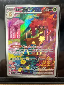 Pokemon TCG Sawsbuck 166/162 Temporal Forces Illustration Rare *NM PACK FRESH* - Image 2
