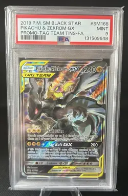 Pokemon Pikachu & Zekrom GX TCG Sun & Moon SM168 Holo Promo PSA 9 - Image 1