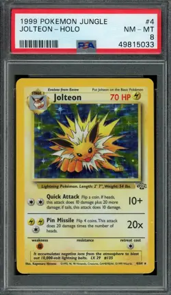 Jolteon Pokemon 1999 Jungle Holo Rare 4/64 WOTC PSA 8 NM-MT - Image 1