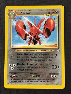Pokemon Scizor 29/75 Neo Discovery Rare Regular 80HP Stage 1 20+ Attack - Image 1