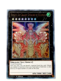 Yugioh Hieratic Sun Dragon Overload of Heliopolis GFTP-EN052 ULTRA RARE 1st NM - Image 1