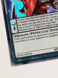 Yugioh Odd-Eyes Pendulum Dragon DUPO-EN105 ULTRA RARE Limited Edition NM - Image 3