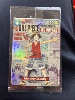 One Piece Monkey D. Luffy College Basketball US Voyage Promo Card SEALED - Image 3