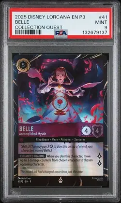 DISNEY LORCANA EN P3-PROMO #40 BEAST & #41 BELLE COLLECTION QUEST PSA 9 - Image 1