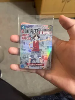 One Piece CCG Monkey.D.Luffy Promo Holo Card College Basketball US Voyage - Image 1