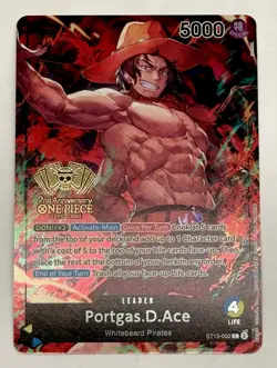 One Piece Portgas D. Ace 2nd Anniversary WINNER (2x) Cards Gold Foil English 002 - Image 3
