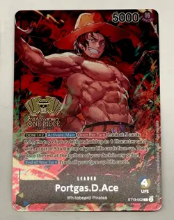 One Piece Portgas D. Ace 2nd Anniversary WINNER (2x) Cards Gold Foil English 002 - Image 5