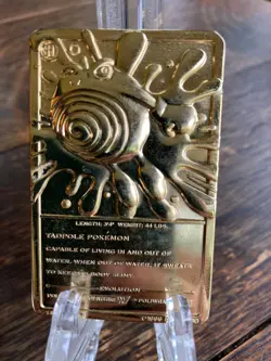 1999 Pokemon Poliwhorl 23k Gold Plated Card w/ Ball - BK - Image 3