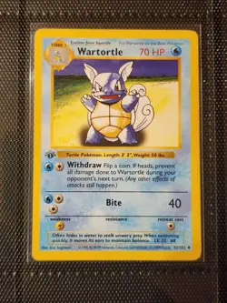 WARTORTLE 42/102 - 1st Edition SHADOWLESS - Base Set - WOTC POKEMON CARD - LP - Image 1