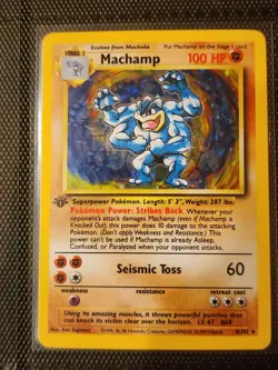 Machamp 8/102 1st Edition Holo Base Set Pokemon Card LP Excellent - Image 1