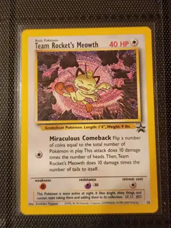 Team Rocket's Meowth 18 WoTC black star Promo LP/NM Pokemon Card - Image 1