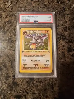 Aerodactyl 1st Edition RARE Prerelease POKEMON Card PSA 7 NM FOSSIL Holo 1/62 - Image 1