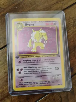 Pokemon Hypno Fossil 1st Edition Holo Rare Card 8/62 90 HP 1999 TCG - Image 1