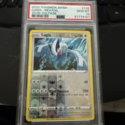 PSA 10 💎 2020 Pokemon SWSH Vivid Voltage #132 Reverse Holo Foil Lugia - Image 1