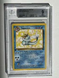 1999 Pokemon Jungle 1st Edition #028 Vaporeon BGS 9 - Image 1
