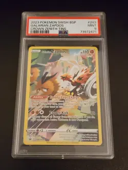 2023 POKEMON SWSH BLACK STAR PROMO CROWN ZENITH TIN #283 GALARIAN ZAPDOS PSA 9 - Image 1
