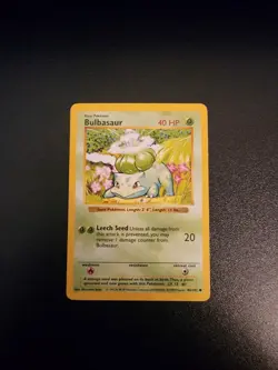 1999 Pokemon Base Set Shadowless Bulbasaur #44/102 WOTC LP/NM - Image 1