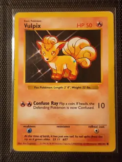 1999 Pokemon VULPIX Base Set SHADOWLESS BLUE DOT ERROR Misprint 68/102 TCG - Image 1