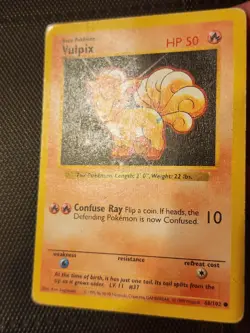 1999 Pokemon VULPIX Base Set SHADOWLESS BLUE DOT ERROR Misprint 68/102 TCG - Image 3