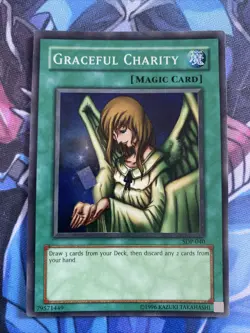 | Yugioh Graceful Charity SDP-040 Super Rare Starter Deck Pegasus LP - Image 1