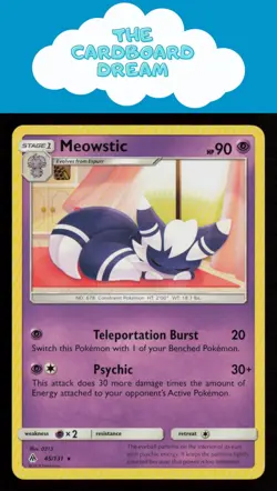 Meowstic SM - Forbidden Light #45/131 NON-HOLO Rare Pokemon Card - Image 1