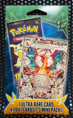 MJ Holding 1 Sealed Pokemon Pack 1 Ultra Rare 4 Foil Cards and 3 Mini Packs a - Image 1