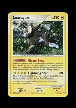 Luxray 7/130 Holo Rare Diamond and Pearl LP / MP SWIRL Holo Bleed Pokemon Card - Image 1