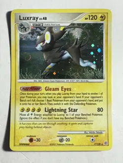 Luxray 7/130 Holo Rare Diamond and Pearl LP / MP SWIRL Holo Bleed Pokemon Card - Image 3