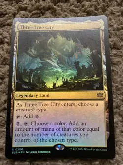 Magic the Gathering Three Tree City Bloomburrow Legendary Land 0260 Card FOIL - Image 1