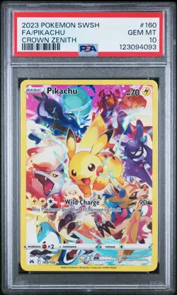 2023 POKEMON SWORD & SHIELD CROWN ZENITH #160 FULL ART/PIKACHU PSA 10 - Image 1
