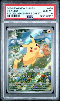 2024 POKEMON SVP EN-SV BLACK STAR PROMO PALDEA ADVENTURE CHEST PIKACHU PSA 10 - Image 1