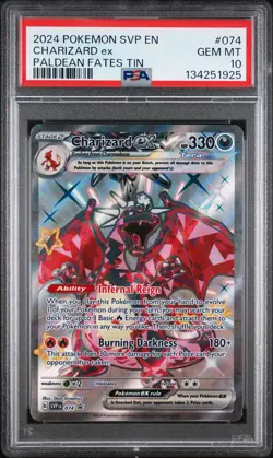 2024 POKEMON SVP EN-SV BLACK STAR PROMO PALDEAN FATES TIN CHARIZARD EX PSA 10 - Image 1