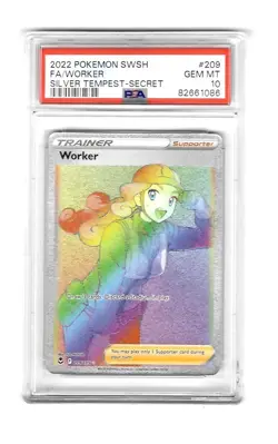 PSA 10 - 2022 Pokemon SWSH FA/WORKER Silver Tempest-Secret #209 - Image 1