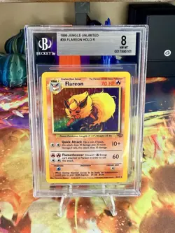 Pokemon 1999 Jungle Unlimited #3A Flareon Holo R BGS 8 - Image 1