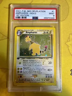 2001 Pokemon Ampharos 1st Edition Neo Revelation Holo #1 PSA 9 MINT - Image 1