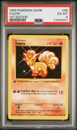 1999 POKEMON BASE SET 1ST EDITION SHAWDOWLESS #68 VULPIX PSA 6 - Image 1