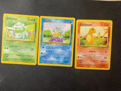 Charmander 46/102 + Bulbasaur 44/102 + Squirtle 63/102 Pokemon 1999 WOTC Common - Image 1