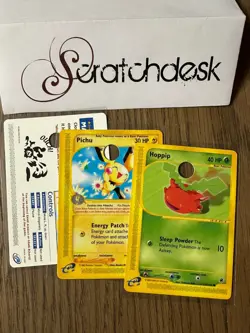 Pokemon E3 2002 Hole Punch Card Set - Expedition PICHU HOPPIP MANHOLE - Glossy - Image 1